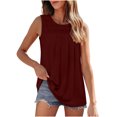 thumbnail image 1 of AherBiu Débardeurs pour Femmes Sans Manches Col Rond Couleur Unie Chic Décontracté Froncé Ample Confortable Basique Camis, 1 of 7