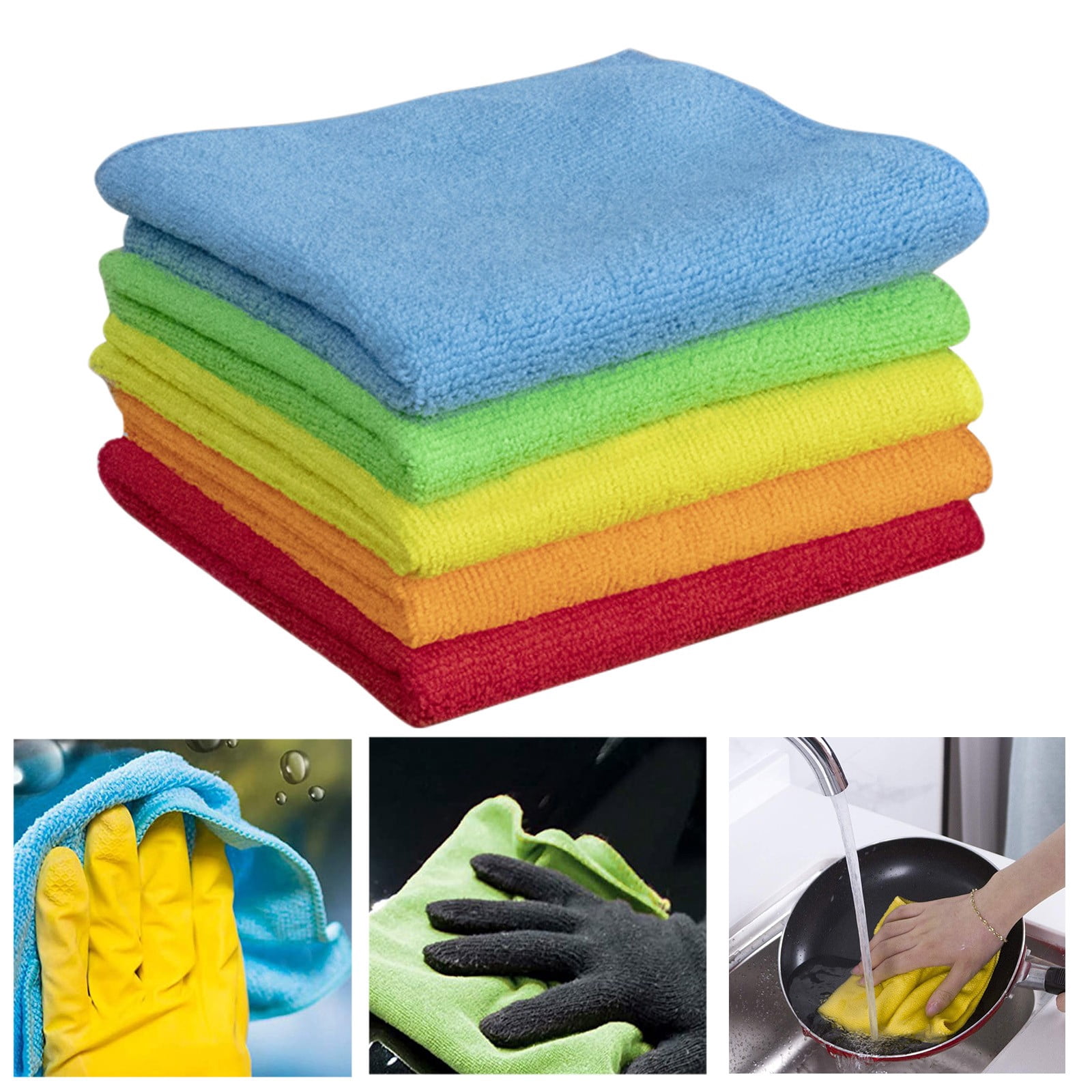 Kitchen Cleaning Supplies 6PC Kitchen Cleaning Cloths for Glass and Dish Ideal for Wiping and Kitchens 6PCS, Orange