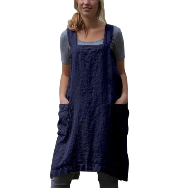 POINTERTECK Tabliers en Lin de Style Japonais Pinafore Cross Bandage X Forme Arrière