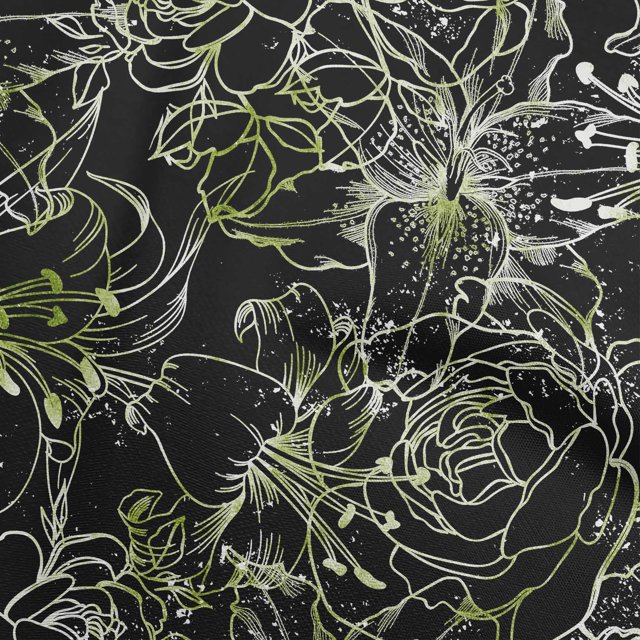 oneOone Rayon Green Fabric Floral Sewing Material Print Fabric By The Yard 56 Inch Wide