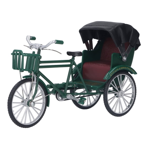 Modèle de Rickshaw, Design Rétro Modèle de Rickshaw à 3 Roues Aspect Lustré pour Bar Noir,Vert