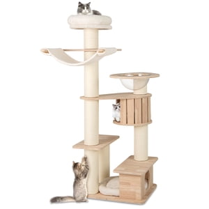 Gymax Tour de chat en bois de grande taille de 69'' avec 2 Condos Cozy Top Perch Space Capsule