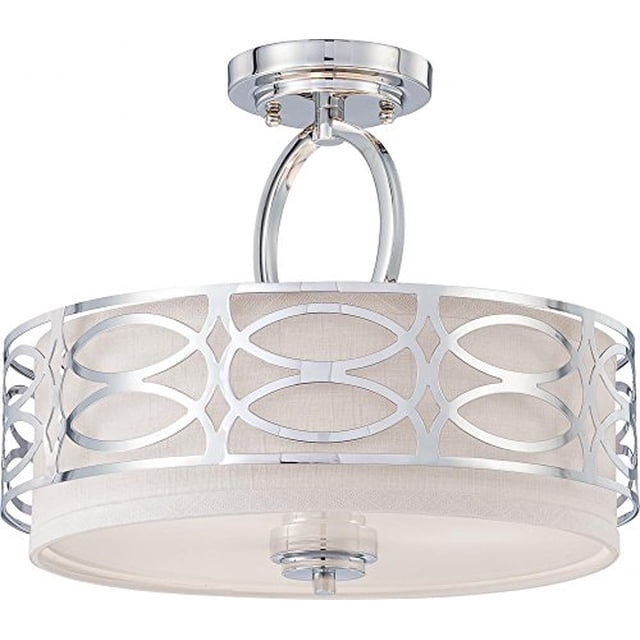 NUVO 60/4629 Three Light Semi Flush Mount, Polished Nickel
