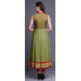 thumbnail image 4 of Bimba Robe Anarkali Aquarelle Vert Olive Col Mandarin Sans Manches Kurtis pour Femmes Imprimé Robe Maxi Petit, 4 of 6