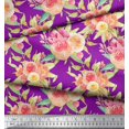 thumbnail image 2 of Soimoi Purple Heavy Canvas Fabric Leaves & Ranunculus Floral Print Fabric by the Yard 58 Inch Wide, 2 of 3
