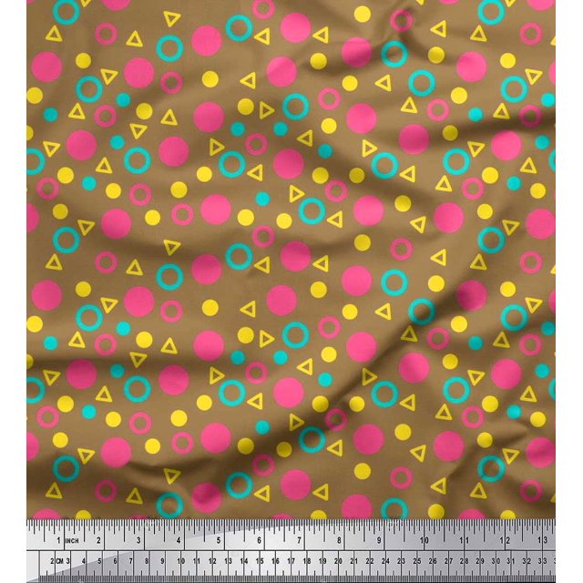 Soimoi Poly Georgette Tissu Cercle, Point & Triangle Géométrique Tissu d'Impression par Yard 52 Pouces de Large