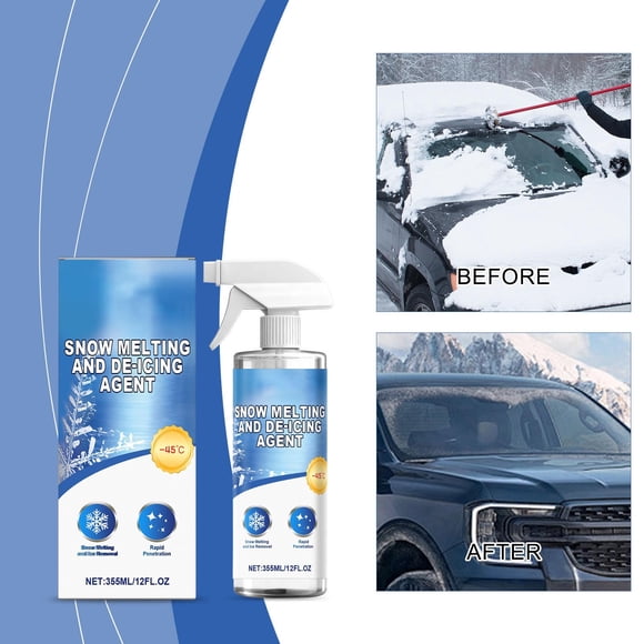 Amzcrzy Cleaning Solution Cleaning Supplies Automotive Icing and Snow Melting Agent Windshield Ice Remover Car Ice Melting Agent Refrigerator and Freezer Snow Melting Agent 355Ml Car Accessories