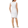 thumbnail image 3 of INSPIRE CHIC Robe Fourreau pour Femme Sans Manches à Encolure Bateau Robe de Bureau Blanche TP, 3 of 6