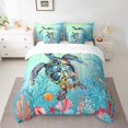 thumbnail image 2 of YST Sea Turtle Bedding Sets Full,Teal Tortoise 7 Pcs Comforter Set for Kids Boys Girls,Turtle Shell Bed in a Bag with Geometry Stripe Bed Set,Cartoon Sea Animals Fitted Sheet Bedroom Decor, 2 of 5