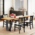 thumbnail image 4 of Costway Farmhouse Rattan Dining Chair Set of 2 Fabric Upholstered Kitchen Chairs, 4 of 10