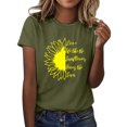 thumbnail image 1 of WTXUE T-Shirts à Manches Courtes, T-Shirts Graphiques à Col Rond pour Femmes Sunflower T-Shirt d'Été Ample en Coton Blo Floral, Chemises pour Femmes / Décontracté pour Femmes Grande Taille Vert Fougère/Sunflower S, 1 of 6