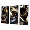 thumbnail image 3 of Designart "Double Spiral Swirl Abstract of Liquid Gold and Black" Abstract Spirals Wall Art Set Of 3 - Transitional Gold Canvas Set For Living Room Decor, 3 of 6