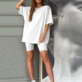 thumbnail image 4 of Ketyyh-chn99 Two Piece Short Set Running Shorts Women Lounge Sets Sets Outfits Short Sleeve Basic Shorts Set White,M, 4 of 5