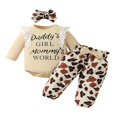 thumbnail image 1 of Baby Girls 3Pcs Fall Outfits Long Sleeve Lace Ruffle Romper + Pants + Headband Set Infant Clothes, 1 of 7