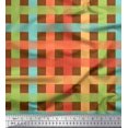 thumbnail image 1 of Soimoi Brown Japan Crepe Satin Fabric Check Check Printed Craft Fabric by the Yard 42 Inch Wide, 1 of 4