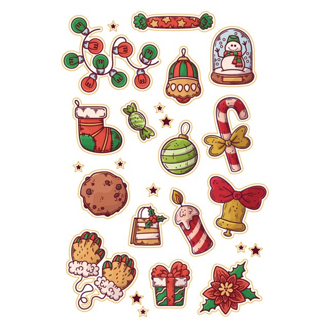 NANDIYNZHI Christmas Window Clings Clearance Christmas Sticker Santa Bell Gift Small Sticker Cute Stickers Gift Packaging Stickers 1 Set of Stickers Clearance Sale