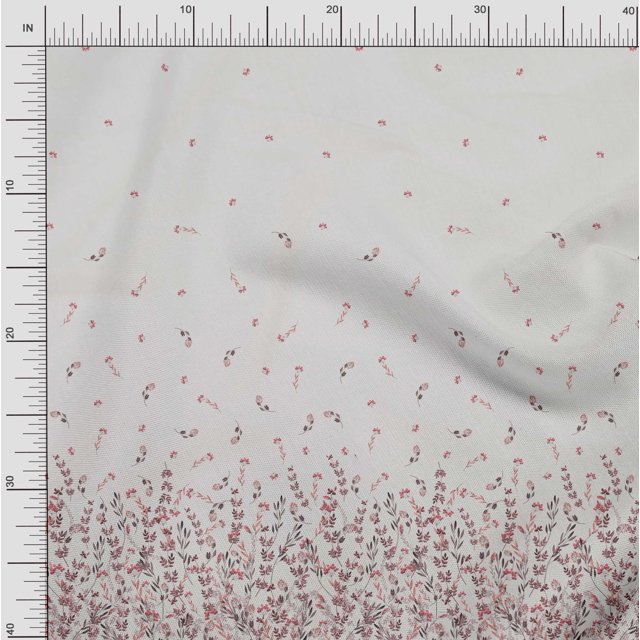 Soimoi Polyester Crepe Fabric Leaves & Berries Panel Printed Fabric 1 Yard 52 Inch Wide