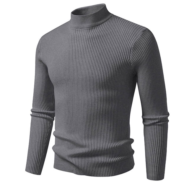 LIaqionyy Chandail pour Homme à Col Roulé, Chandail à Enfiler, Hauts Tricotés Automne Hiver, Chandail Chaud à Enfiler, Coupe Ajustée, Chandail de Base, M-3TG