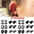 thumbnail image 1 of Paire de Boucles d'Oreilles Perforées en Acier Inoxydable Noir Unisexe pour Hommes de Différentes Formes, 1 of 9