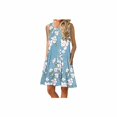 thumbnail image 2 of Robe T-Shirt Décontractée d'Été pour Femme, Sortie de Plage, Robe Débardeur Plissée Unie, G, Fleur Bleue, 2 of 4