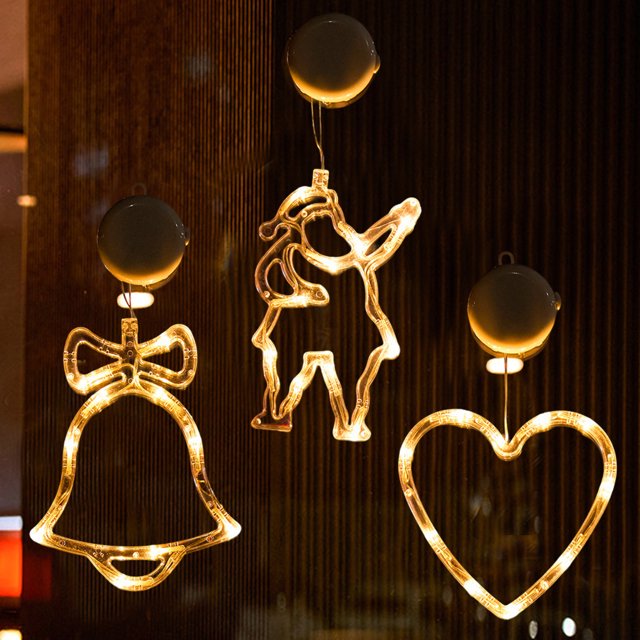 Christmas atmosphere decorative light LED light Christmas Green Santa suction cup light window light Hanging light window