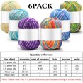 thumbnail image 3 of 6 Pieces 50 g Crochet Yarn Multi-Colored Acrylic Knitting Yarn Hand Knitting Yarn Weaving Yarn Crochet Thread (Sky Blue, Lake Blue, Colorful, Dark Purple, Light Yellow, Green)(E), 3 of 7