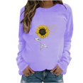 thumbnail image 1 of HKEJIAOI Chandail Graphique Tournesol Femme Manches Longues T-Shirt Décontracté Col Rond chandail Ample, c-Violet P, 1 of 4