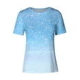 thumbnail image 4 of Jsaierl T-Shirts à Manches Courtes Dégradé Imprimé Scintillant Col Rond Fête Club Tops Été Tendance Décontracté, 4 of 4