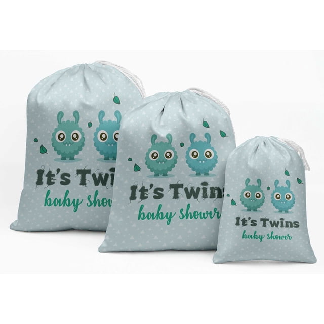 Darling Souvenir Sacs-Cadeaux Bleus pour Jumeaux, Fournitures de Fête Prénatale, Pochettes-Cadeaux 15 Pcs