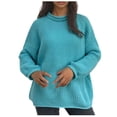 thumbnail image 2 of BVOFAR Chandails pour Femmes Grande Taille Chandails de Couleur Unie Manches Longues Col Rond Hauts Décontractés Coupe Ample Chandail, 2 of 4