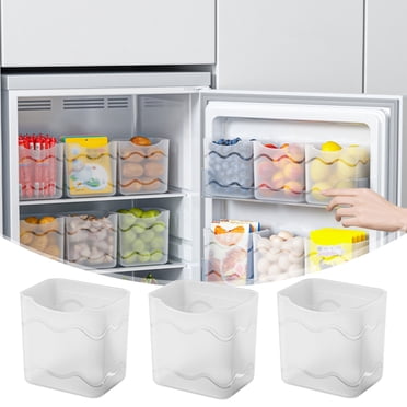 YIMWNYI 3Pcs Fridge Side Door Storage Container, Clear Plastic Organizer for Small Items, Space Saving Kitchen Accessories, Refrigerator Door Bin for Vegetables and Oil Bottles, Kitchen Storage