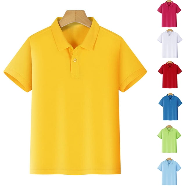 Polos à Manches Courtes pour Garçons, Enfants, Décontracté, Col en V, Uniforme Scolaire, Polo Piqué de Golf