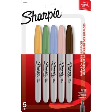 Marqueurs permanents Sharpie, pointe fine, couleurs assorties, 5 unités