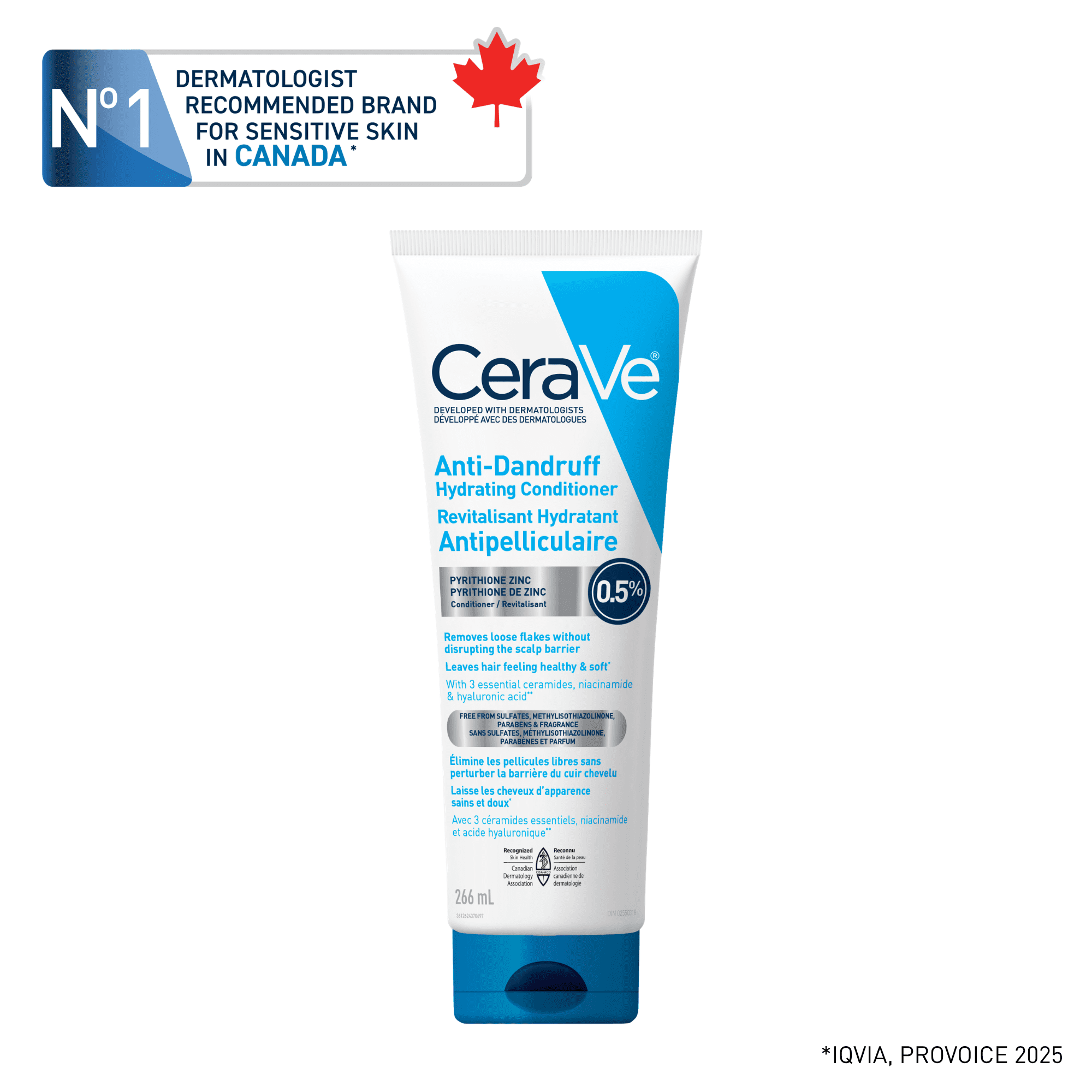 CeraVe Anti-Dandruff Hydrating Conditioner, Clinically Tested Conditioner with 0.5% Pyrithione Zinc, 266mL