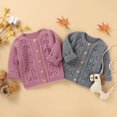 thumbnail image 4 of Toddler Baby Girl Knit Cardigan Kids Ruffle Long Sleeve Button Down Sweater Top Fall Winter Warm Jacket Coat, 4 of 9