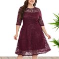 thumbnail image 1 of Fshaion Robe d'Été pour Femmes 2024 Grande Taille Ample Décontractée à Col Rond Unie à Manches Trois Quarts Mi-Longues Robe Taille Liquidation à Moins de 10!, 1 of 8