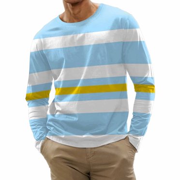 Ketyyh-chn99 Chandail Polo pour Hommes 2024 Été T-Shirt à Manches Longues pour Hommes T-Shirt Classique Doux T-Shirts pour Hommes Bleu Ciel, TG