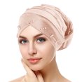 thumbnail image 1 of Womens Large Elastic Solid Color Comfortable Flat Hat Pearl Cap Nail Bead Pile Cap, 1 of 3