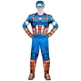 thumbnail image 1 of MARVEL Adult Captain America Costume - Padded Jumpsuit and 3D Plastic Mask, 1 of 7