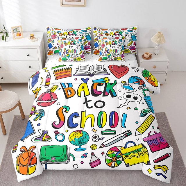 YST Retour à l'école fournitures ensemble de couette, peinture de papeterie colorée, 7 pièces, jumeau