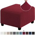 thumbnail image 1 of LNGOOR 3 Sizes Square Jacquard Durable Customized Stretch Footrest Ottoman Cover Folding Storage Stool Furniture Protector Slipcover (Light Grey S), 1 of 7