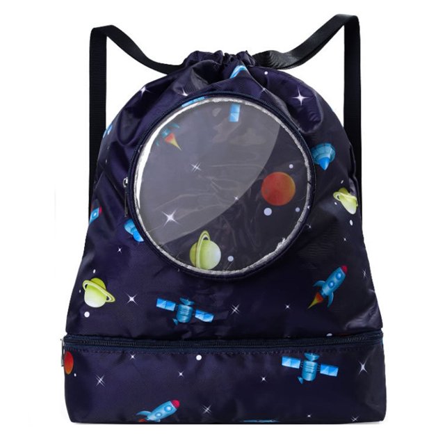 Drawstring Oxford Swim Backpack Water-Resistant Wet Separation Colorful Cute Animal Print Pvc Storage Bag Gifts For Boy Girl Children
