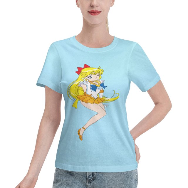 T-Shirt Basique à Manches Courtes pour Femmes Sailor Moon Aino Minako