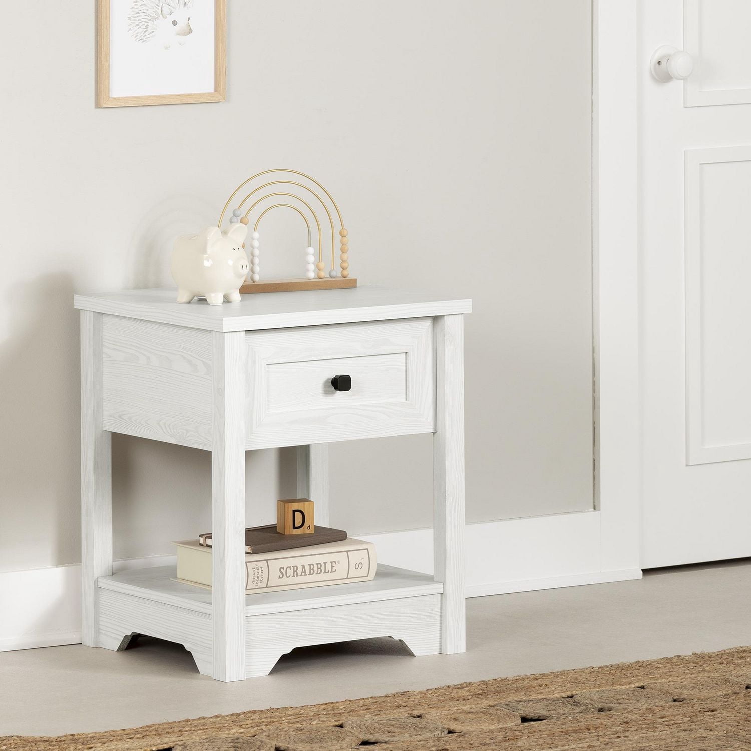 South Shore Hazen Nightstand for Child, in White Pine