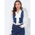 thumbnail image 5 of INSPIRE CHIC Women's Denim Button Up Vintage Sleeveless Jean Crop Racerback Vest Mid-Blue S, 5 of 5
