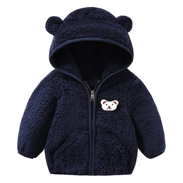 TIWEKE Manteau de Printemps pour Tout-Petit Garçon, Manteau pour Bébé Fille Garçon avec Capuche Oreilles d'Ours, Fermeture Éclair, Manteau d'Hiver Chaud, Tailles 0-6 Mois