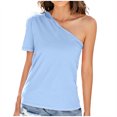 thumbnail image 2 of SMihono Womens Tops Womens Tank Top Women Solid Color Spring/Summer Slanted Shoulder Irregular T-shirt Top Women Tank Tops for Women Womens Summer Tops, 2 of 9