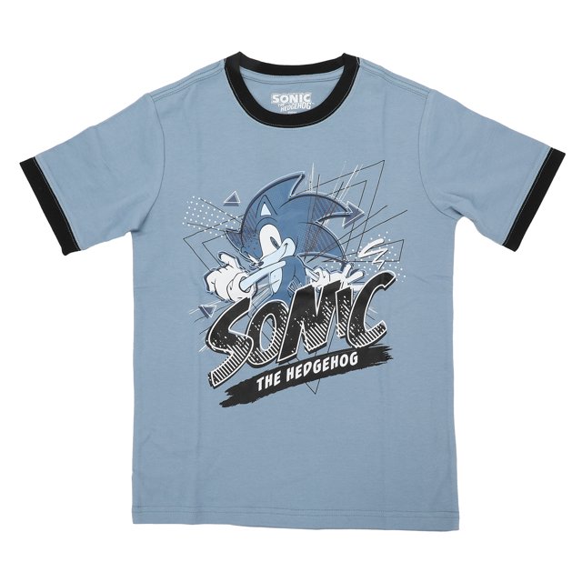 Sonic the Hedgehog T-Shirt Bleu pour Enfants Style Ringer