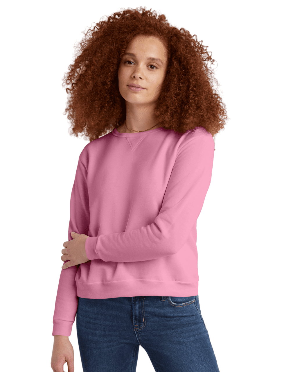 Hanes Womens ComfortSoft EcoSmart Crewneck Sweatshirt, M, Spirited Pink