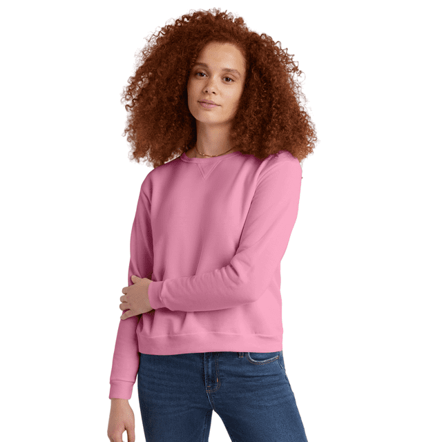 Hanes Womens ComfortSoft EcoSmart Crewneck Sweatshirt, M, Spirited Pink